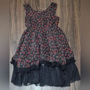 Traffic People Silk Cherry Print Dress XS